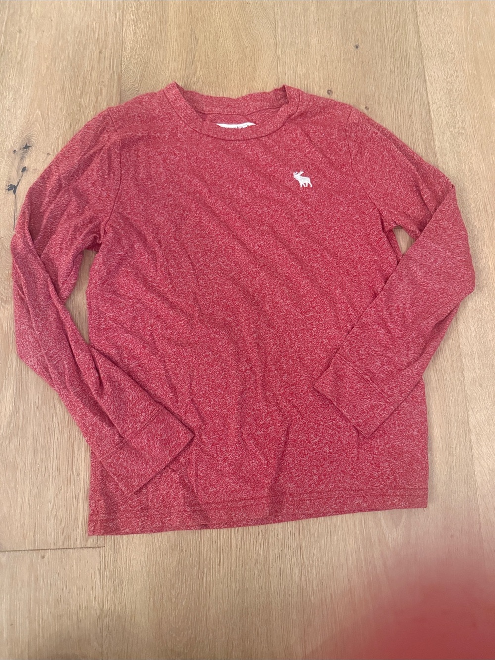abercrombie kids Heather Red Long Sleeve Tee with White Moose Logo
